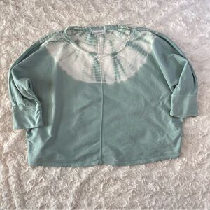Pure Jill Dolman sleeve sweatshirt organic cotton tie dye mint green and white-L